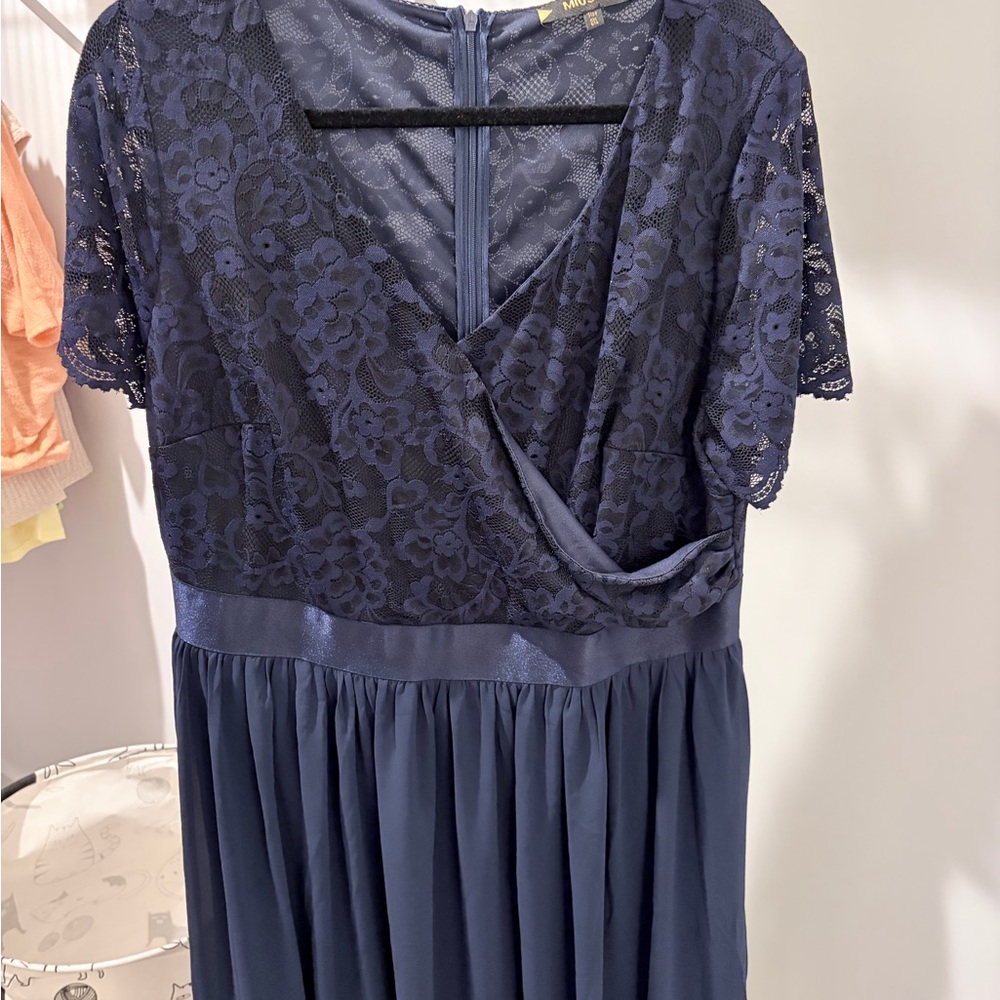 Miusol Navy Lace Long Sleeve Dress